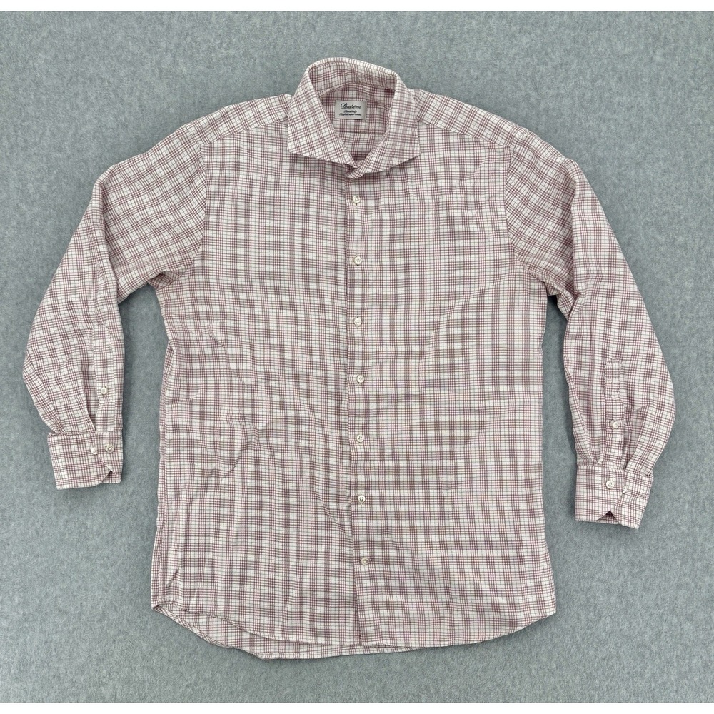 Stenstroms Fitted Body 16 41 Pink White Plaid Twofold Cotton Shirt